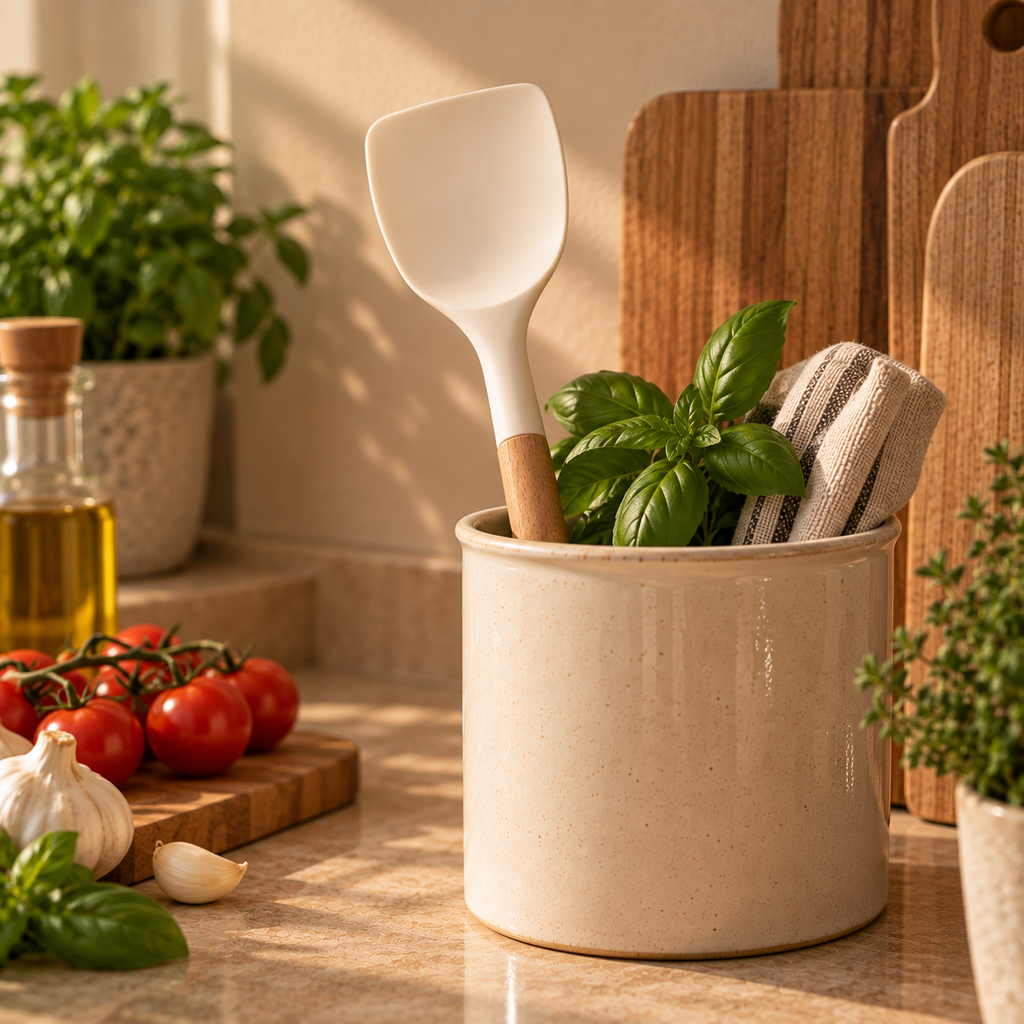 White Silicone Cooking Spatula With Wooden Handle